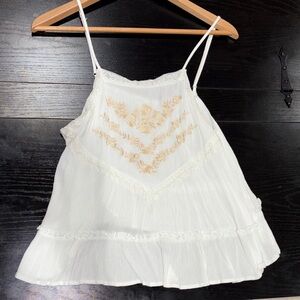 Francesca's Collections Cream Embroidered Camisole